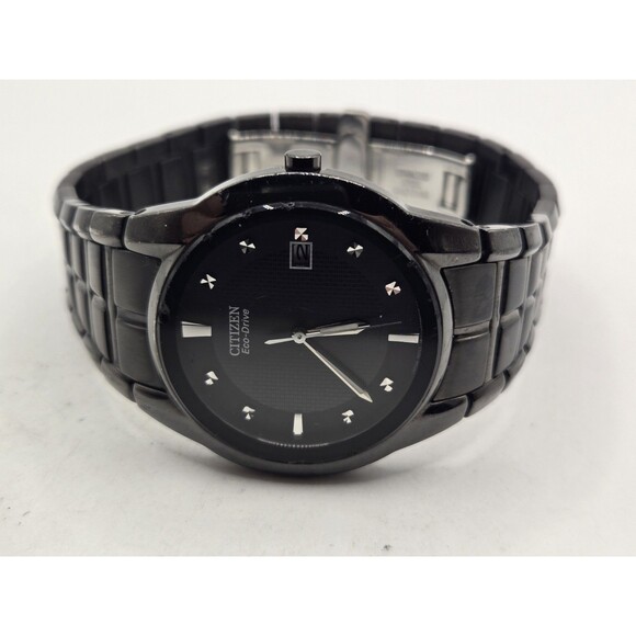 Citizen AU1054-54G Corso Eco Drive Black & Silver Stainless Steel Diamond Watch - Picture 8 of 14